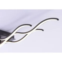 LED-Deckenleuchte, schwarz, 3 Leuchtarme, Wellenform, warmweiße Lichtfarbe