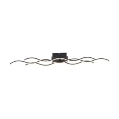 LED-Deckenleuchte, schwarz, 3 Leuchtarme, Wellenform, warmweiße Lichtfarbe