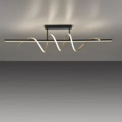 LED Deckenleuchte schwarz messing dimmbar in 3 Stufen geschwungen