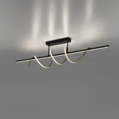 LED Deckenleuchte schwarz messing dimmbar in 3 Stufen geschwungen