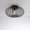 LED Deckenleuchte schwarz mit Bambusstäben modern Innenraumlampe