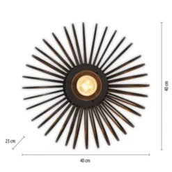 LED Deckenleuchte schwarz mit Bambusstäben modern Innenraumlampe