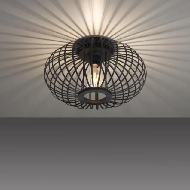 LED Deckenleuchte schwarz mit Bambusstäben modern Innenraumlampe