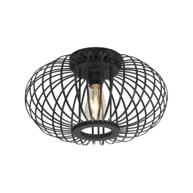 LED Deckenleuchte schwarz mit Bambusstäben modern Innenraumlampe