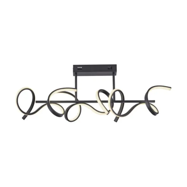 LED Deckenleuchte, schwarz, modern, geschwungenes Design, Dimmfunktion
