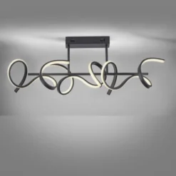 LED Deckenleuchte, schwarz, modern, geschwungenes Design, Dimmfunktion