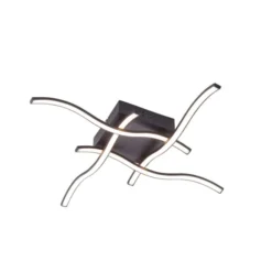 LED-Deckenleuchte, schwarz, quadratisch, 4 Leuchtarme, Wellenform, modern