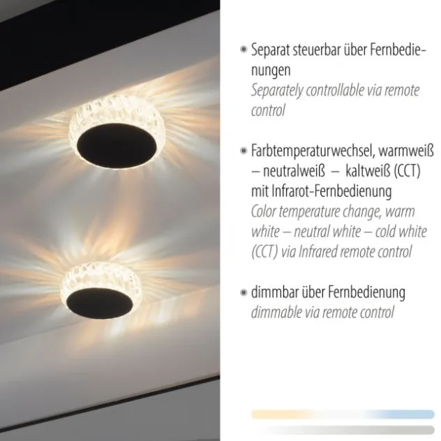 LED Deckenleuchte schwarz rechteckig Kristalleffekte dimmbar steuerbar CCT
