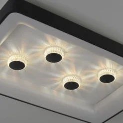 LED Deckenleuchte schwarz rechteckig Kristalleffekte dimmbar steuerbar CCT