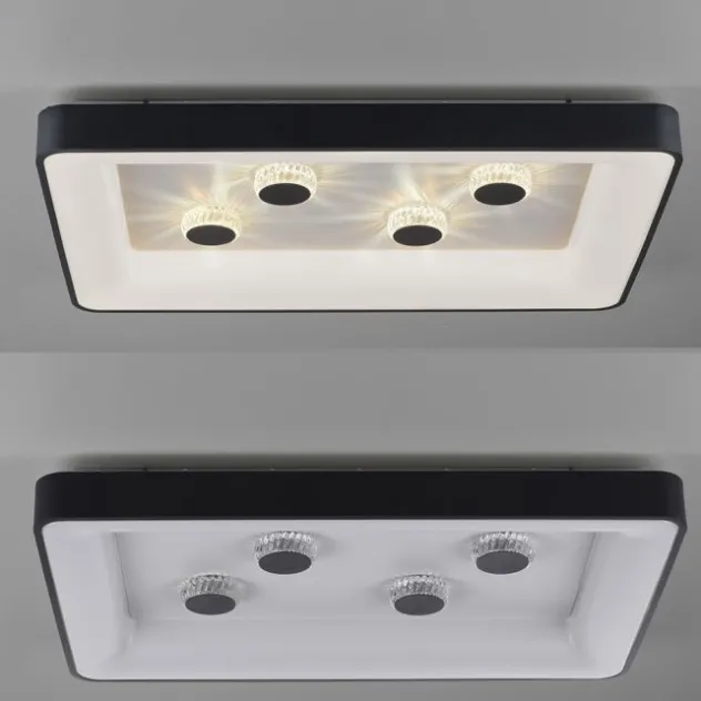 LED Deckenleuchte schwarz rechteckig Kristalleffekte dimmbar steuerbar CCT