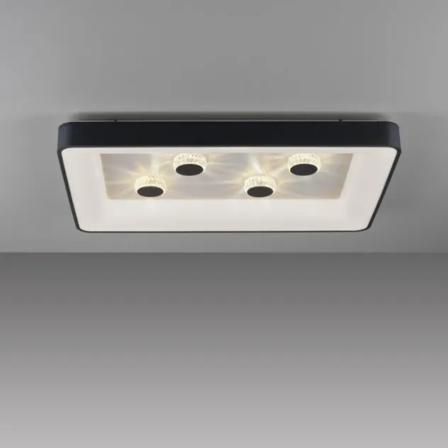 LED Deckenleuchte schwarz rechteckig Kristalleffekte dimmbar steuerbar CCT