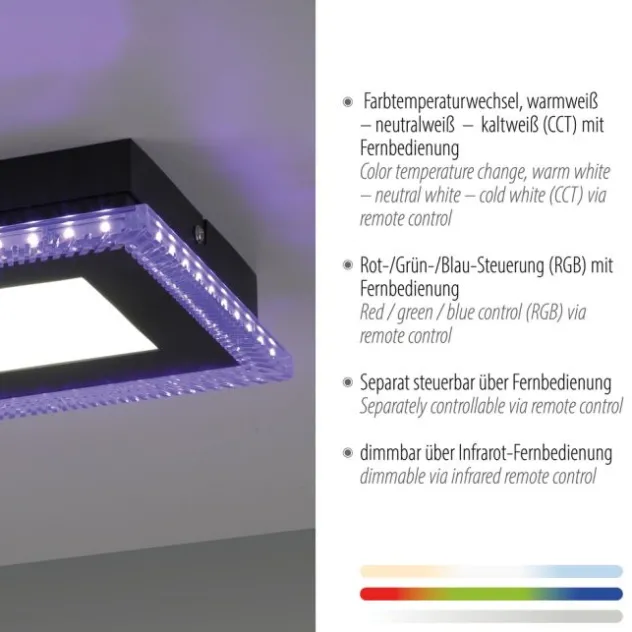LED Deckenleuchte schwarz RGB Memoryfunktion CCT dimmbar steuerbar