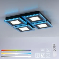 LED Deckenleuchte schwarz RGB Farbmodus CCT dimmbar 4 flammig