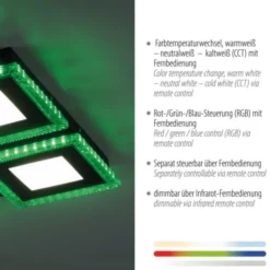 LED Deckenleuchte schwarz RGB Farbmodus CCT dimmbar 4 flammig