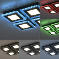 LED Deckenleuchte schwarz RGB Farbmodus CCT dimmbar 4 flammig