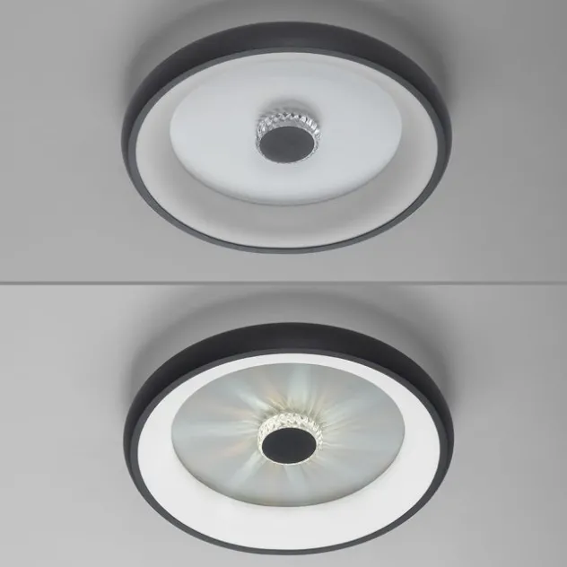 LED Deckenleuchte schwarz rund Kristalleffekte dimmbar CCT