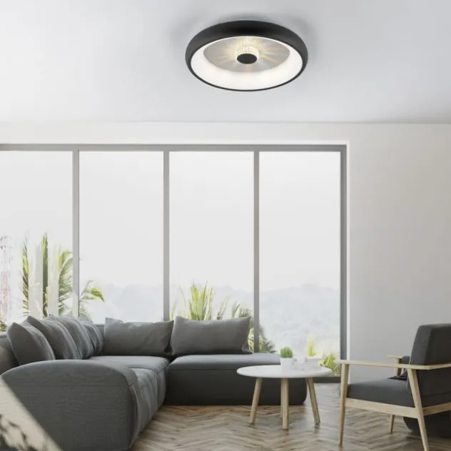 LED Deckenleuchte schwarz rund Kristalleffekte dimmbar CCT