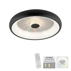 LED Deckenleuchte schwarz rund Kristalleffekte dimmbar CCT