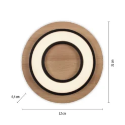 LED Deckenleuchte schwarz rund Metall und Holzdekor 3000K warmweiß