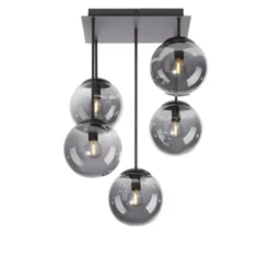 LED Deckenleuchte, schwarz, schlicht, zeitlos, 5 flammige Deckenlampe