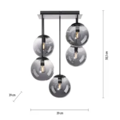 LED Deckenleuchte, schwarz, schlicht, zeitlos, 5 flammige Deckenlampe