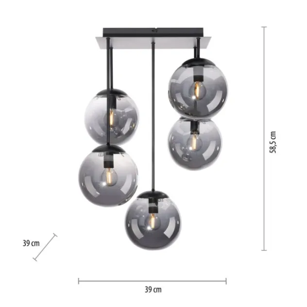LED Deckenleuchte, schwarz, schlicht, zeitlos, 5 flammige Deckenlampe