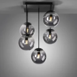 LED Deckenleuchte, schwarz, schlicht, zeitlos, 5 flammige Deckenlampe