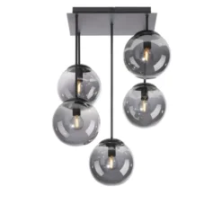 LED Deckenleuchte, schwarz, schlicht, zeitlos, 5 flammige Deckenlampe