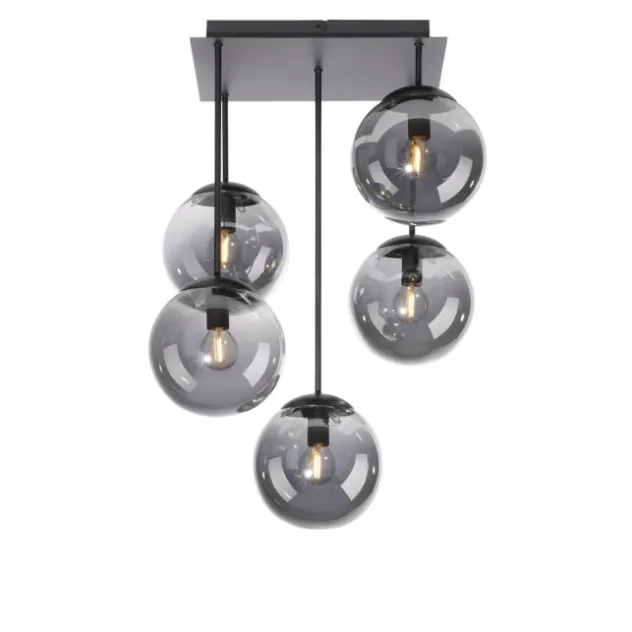LED Deckenleuchte, schwarz, schlicht, zeitlos, 5 flammige Deckenlampe
