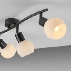 LED Deckenleuchte schwarz Spots 3 flammig drehbar schwenkbar Opalglas