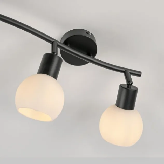 LED Deckenleuchte schwarz Spots 3 flammig drehbar schwenkbar Opalglas