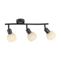 LED Deckenleuchte schwarz Spots 3 flammig drehbar schwenkbar Opalglas