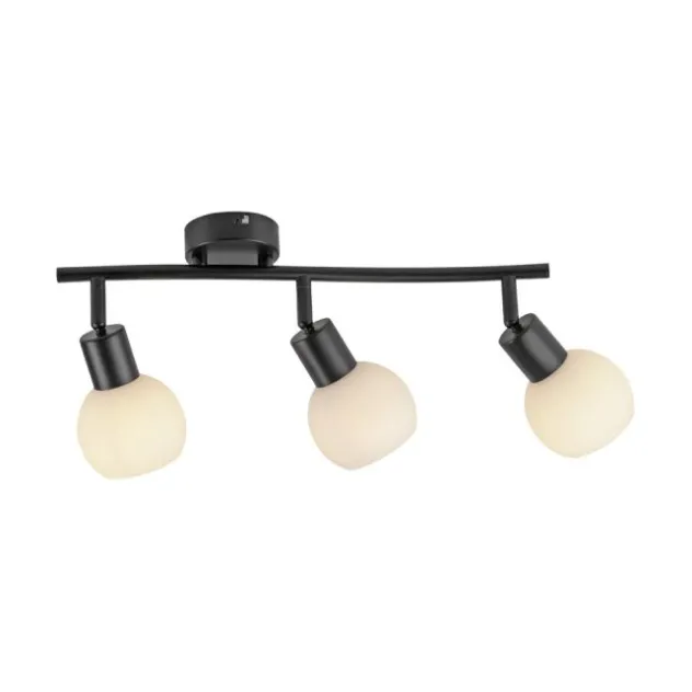 LED Deckenleuchte schwarz Spots 3 flammig drehbar schwenkbar Opalglas