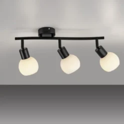 LED Deckenleuchte schwarz Spots 3 flammig drehbar schwenkbar Opalglas