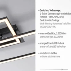 LED Deckenleuchte schwarz Switchmo Technik längliche Rahmen schwarz flach