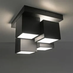 LED Deckenleuchte schwarz Würfelform mit Backlight Wohnzimmer