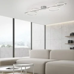LED Deckenleuchte silber dimmbar in 3 Stufen Ringform Memoryfunktion