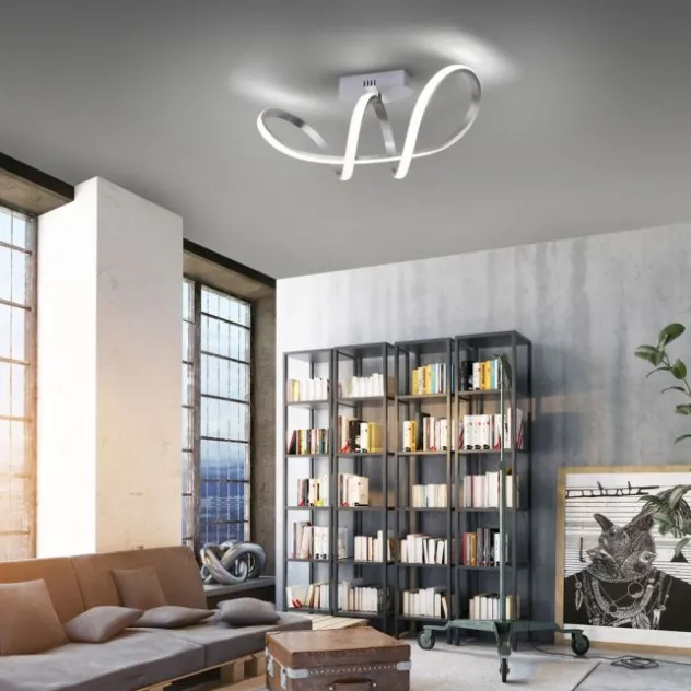 LED-Deckenleuchte, silber, dimmbar, IP20, Innenleuchte