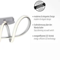 LED-Deckenleuchte, silber, dimmbar, IP20, Innenleuchte