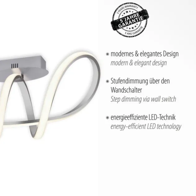 LED-Deckenleuchte, silber, dimmbar, IP20, Innenleuchte