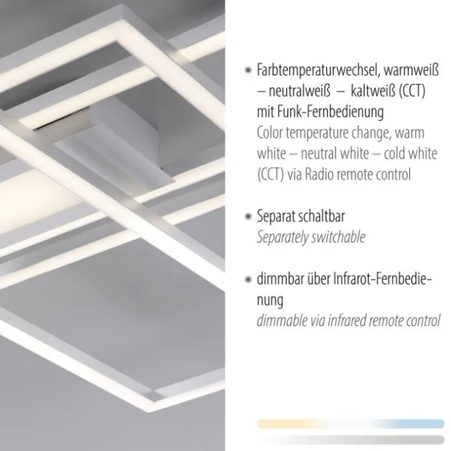 LED Deckenleuchte silberfarbig flach dimmbar Fernbedienung CCT