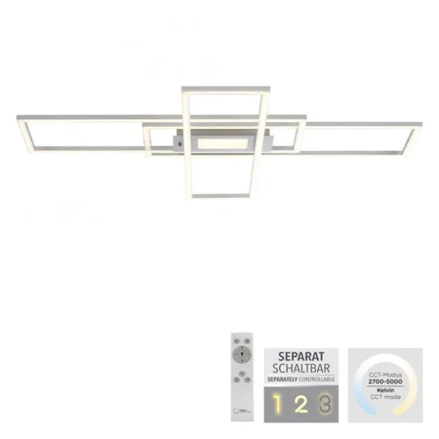 LED Deckenleuchte silberfarbig flach dimmbar Fernbedienung CCT