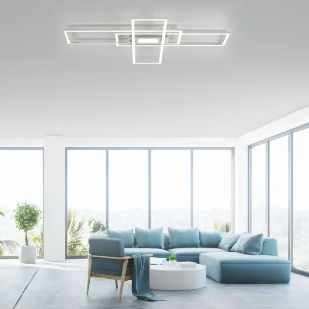 LED Deckenleuchte silberfarbig flach dimmbar Fernbedienung CCT