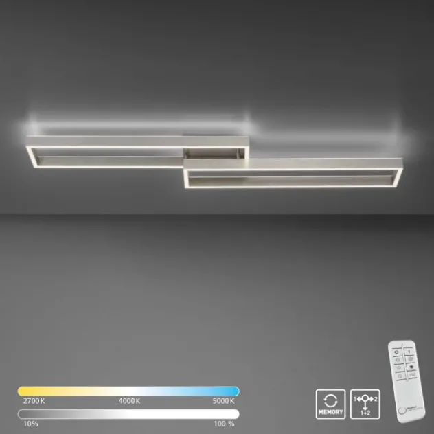 LED Deckenleuchte silberfarbig rechteckig dimmbar CCT Memoryfunktion