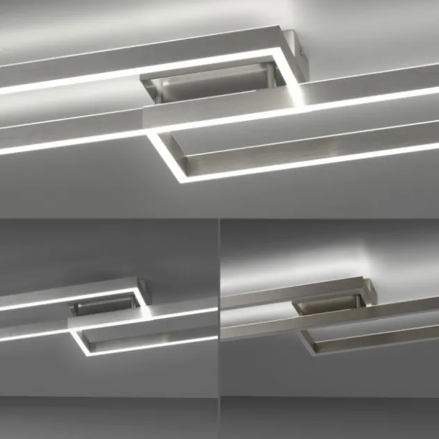 LED Deckenleuchte silberfarbig rechteckig dimmbar CCT Memoryfunktion