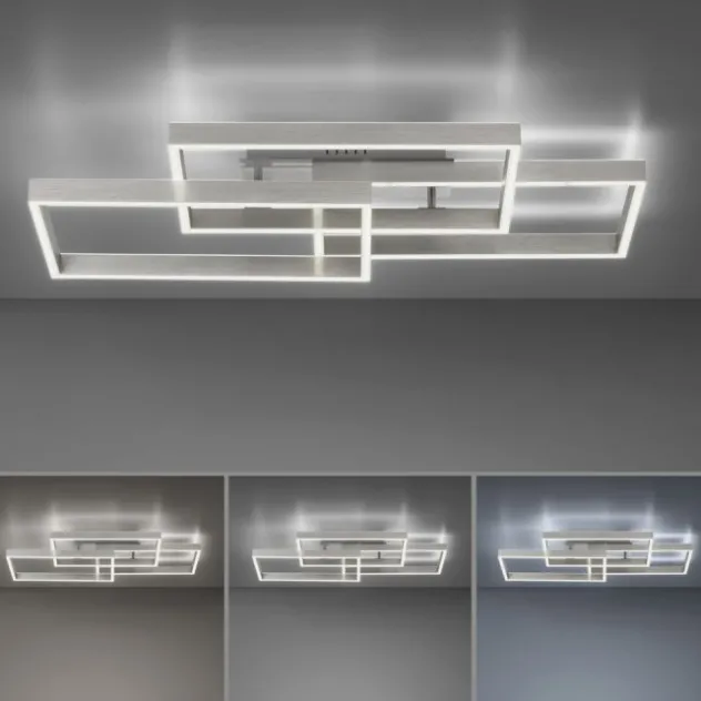 LED Deckenleuchte silberfarbig 82x50cm dimmbar CCT Memoryfunktion