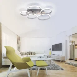 LED Deckenleuchte silber 5-flammig, modern, Ring, futuristisch