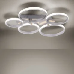 LED Deckenleuchte silber 5-flammig, modern, Ring, futuristisch
