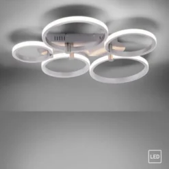 LED Deckenleuchte silber 5-flammig, modern, Ring, futuristisch