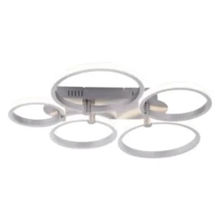 LED Deckenleuchte silber 5-flammig, modern, Ring, futuristisch